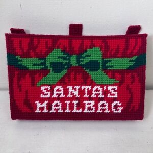 Vintage Santa Mail Bag Christmas Plastic Canvas‎ Craft Holiday Decor Handmade